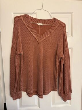 Maeve Dusty Rose V-Neck Knit Sweater